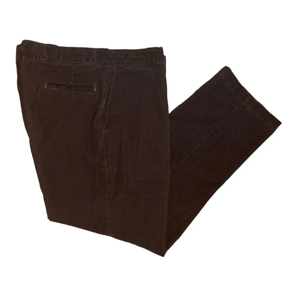 Vtg. L.L. Bean Men's USA Made Flat Front Corduroy Brown‎ Pants Size 38x31 Flaws
